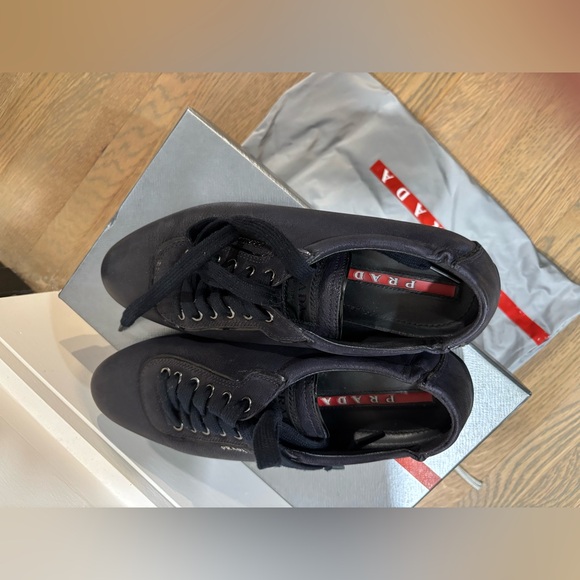 Prada Women's Black Leather Sneakers - Picture 4 of 5